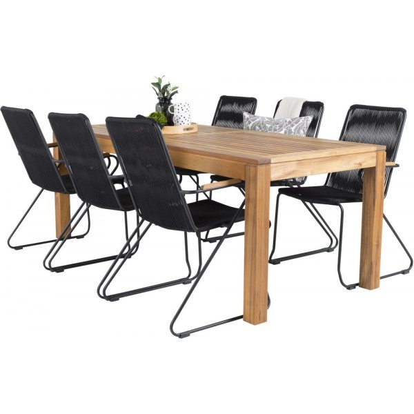 Lekvall Matgrupp (200x90) - Svart/Natur - 6 Stolar Lekvall Matgrupp (200x90) - Svart/Natur - 6 Stolar