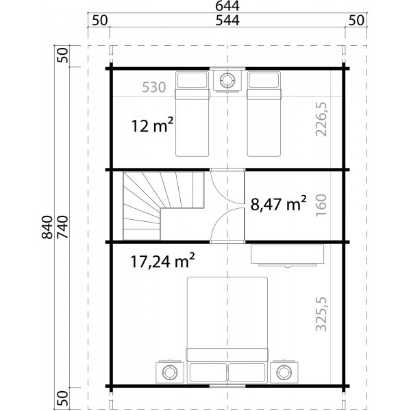 Lomamökki Elliot B - 42,5 m² Lomamökki Elliot B - 42,5 m²