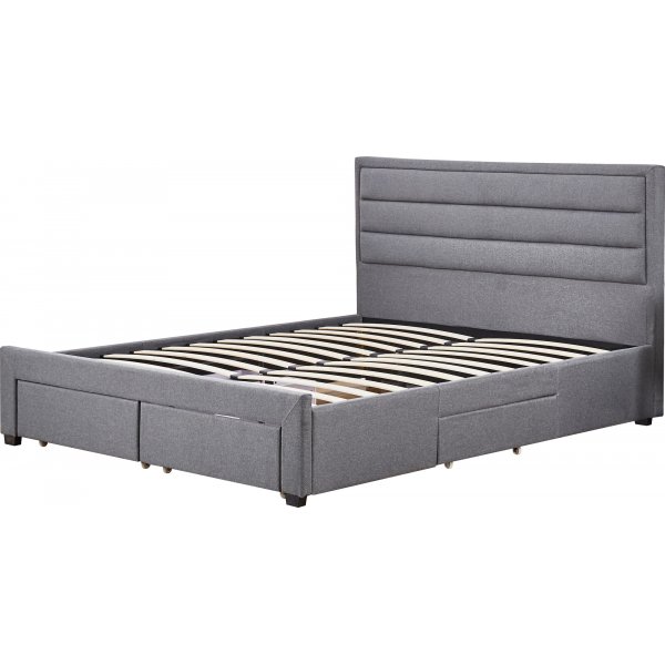S�ngram med f�rvaring inklusive s�nggavel 160 x 200 cm gr�