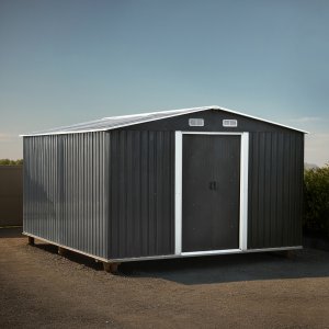 Förråd 12,5 m² | Galvaniserad stålplåt | Dubbel skjutdörr | Bas ingår Förråd 12,5 m² | Galvaniserad stålplåt | Dubbel skjutdörr | Bas ingår