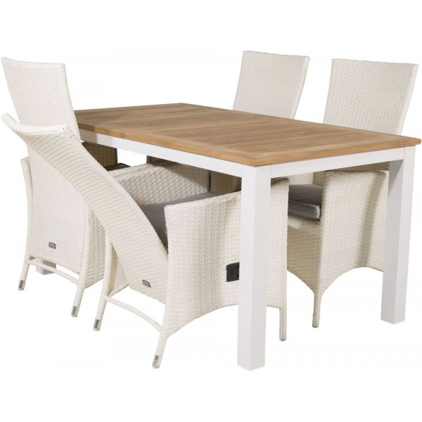 Dotorp Matgrupp (160x90) - Vit/Natur - 4 Stolar Dotorp Matgrupp (160x90) - Vit/Natur - 4 Stolar