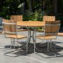 Mllan utegrupp i teak: 6 st stolar med matbord 130 cm