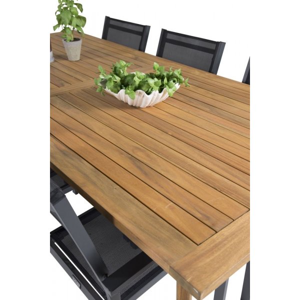 Charlottenberg spisegruppe (220x100) - Sort/Natur - 6 Stole