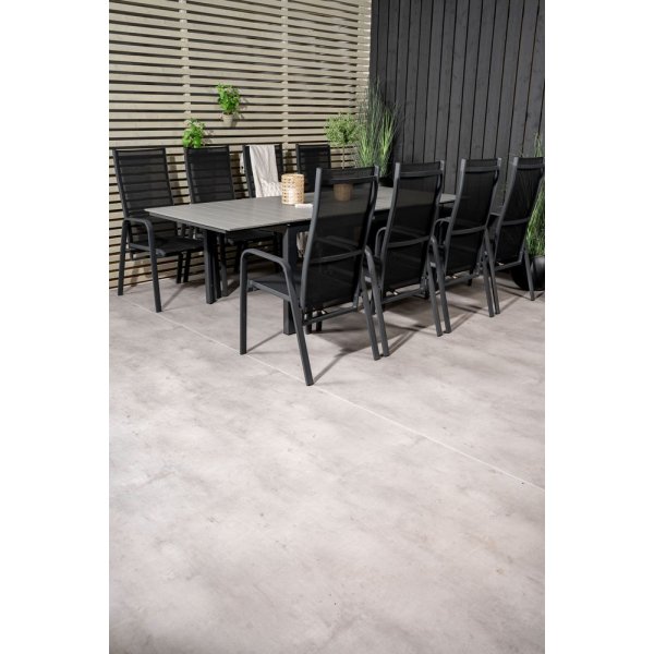 Pr�ssebo Matgrupp (160x100) - Svart/Gr� - 8 Stolar