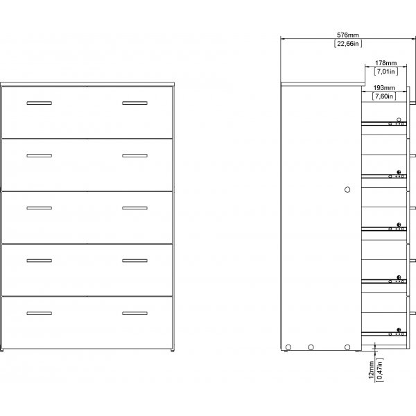 Space Byr� vit med 5 l�dor bredd 74 cm och 115 cm h�g
