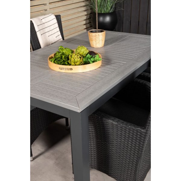 Ekens Matgrupp (152x90) - Svart/Gr - 4 Stolar