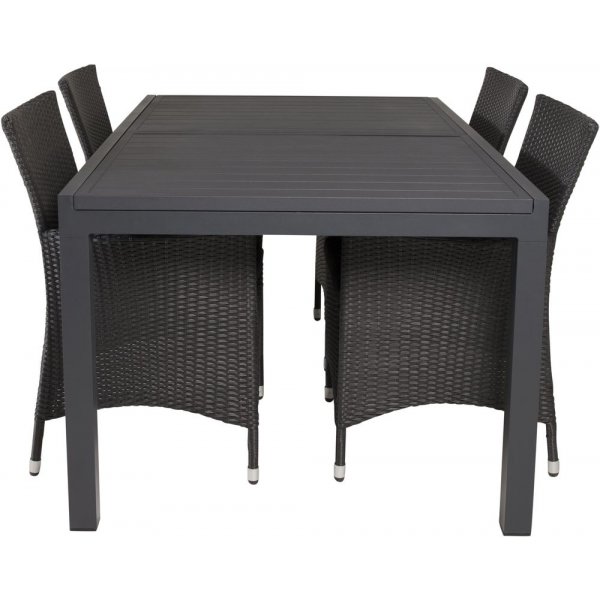 Holma Matgrupp (160x100) - Svart - 4 Stolar