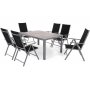 Matgrupp Capri 145 cm - silver/svart, inkl. 6 positionsstolar