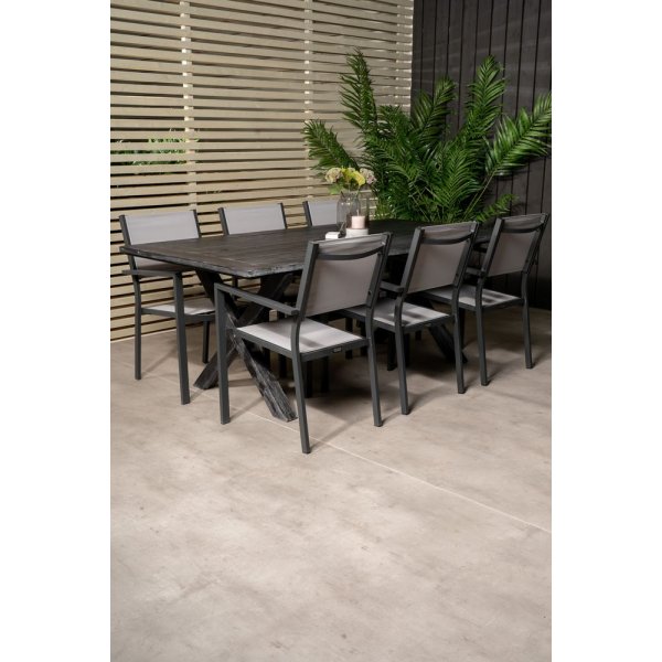 Ramsj Matgrupp (200x100) - Svart - 6 Stolar