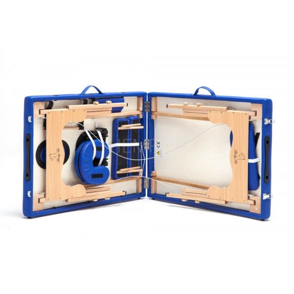 Bred massagebänk med träben - 2 zoner - Enfärgad Bred massagebänk med träben - 2 zoner - Enfärgad