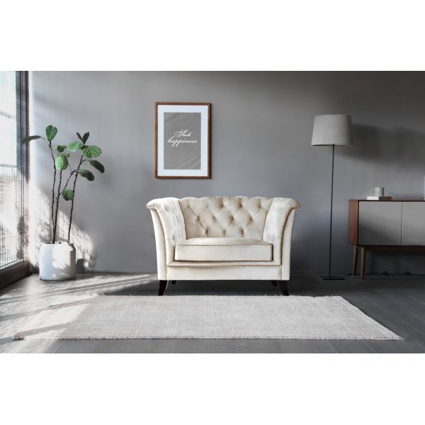 F�t�lj chesterfield beige sammet - Milton