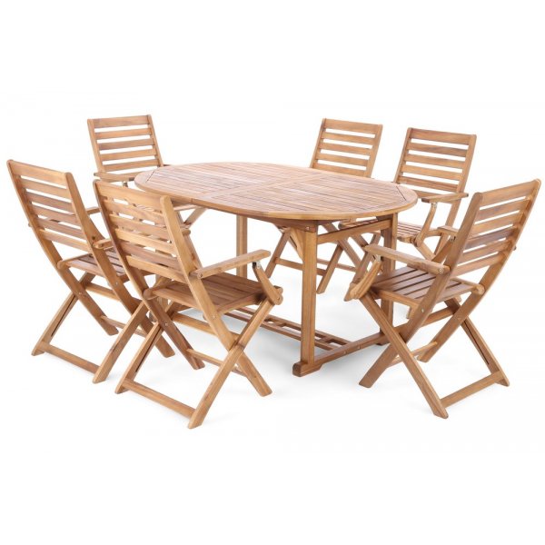 Matgrupp Acacia oval 150-200 cm, inkl. 6 stolar Matgrupp Acacia oval 150-200 cm, inkl. 6 stolar