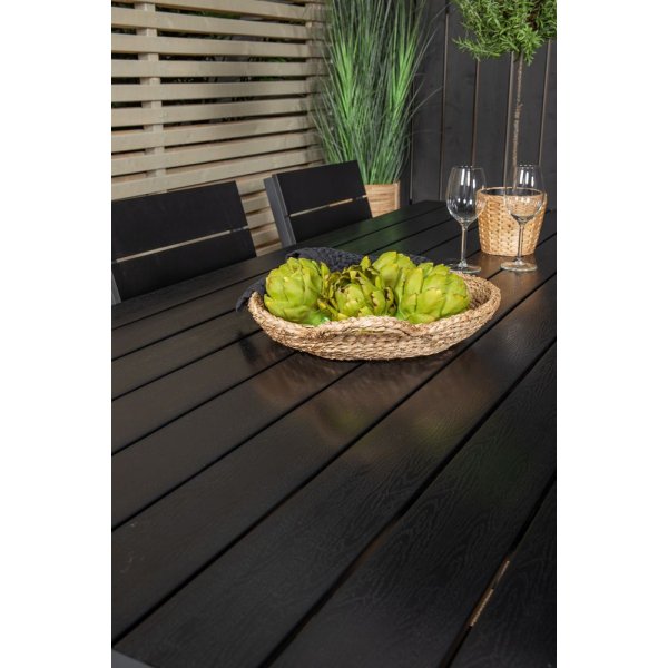 Ervalla Matgrupp (205x90) - Svart - 6 Stolar