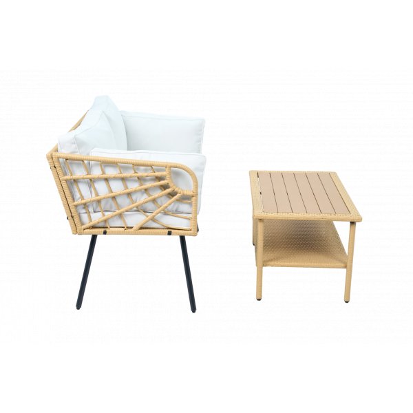 Balkongset 2-sits soffa med bord + Kompakt loungeset f�r balkong + Beige