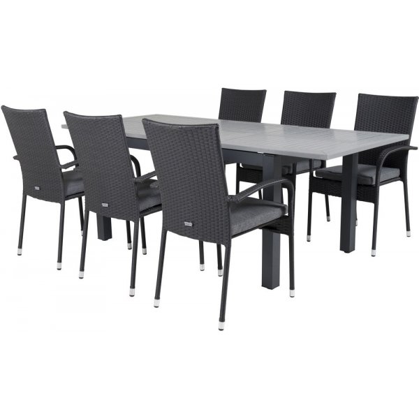 Ekenäs Matgrupp (152x90) - Svart/Grå - 6 Stolar Ekenäs Matgrupp (152x90) - Svart/Grå - 6 Stolar