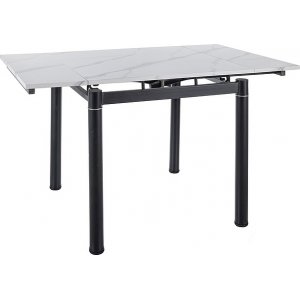 Matbord f�rl�ngningsbart 80x80 cm + 51 cm - vit marmor / Svart