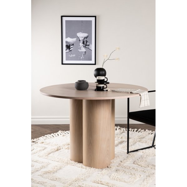 Matbord runt 110 cm Whitewash - Olivia