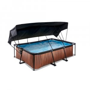 Läs mer om Pool 220x150x65cm med solsegel och filterpump - Brun