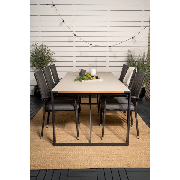 Tornsborg Matgrupp (200x100) - Svart/Grå - 6 Stolar Tornsborg Matgrupp (200x100) - Svart/Grå - 6 Stolar