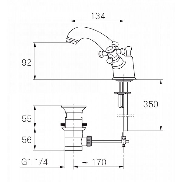 Mora Classic Blandare i klassisk stil med lyftventil - Krom