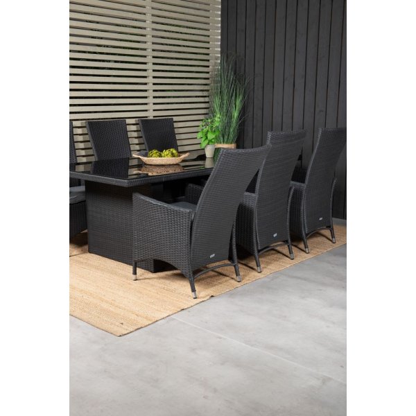 Jrnsta Matgrupp (200x100) - Svart - 6 Stolar