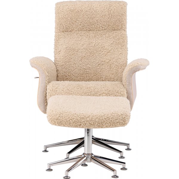 Fåtölj med fotpall Hagön - beige teddy whitewash Fåtölj med fotpall Hagön - beige teddy whitewash
