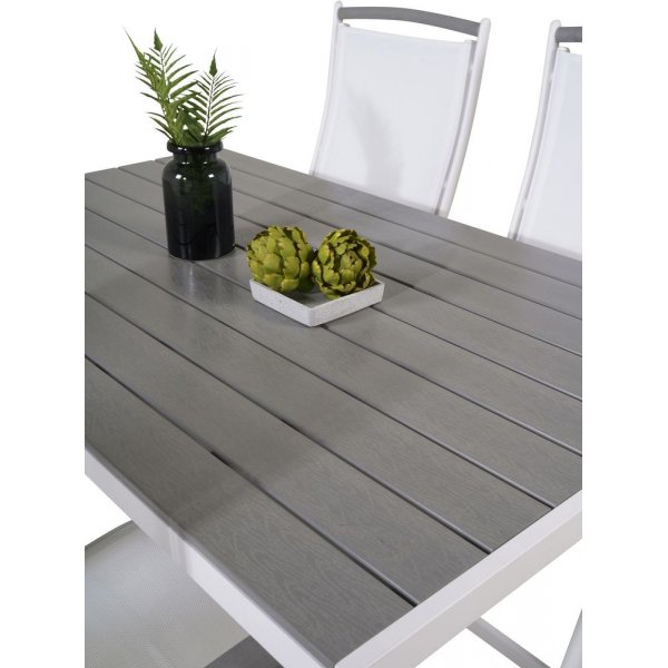 Ervalla Matgrupp (150x90) - Vit/Gr - 4 Stolar