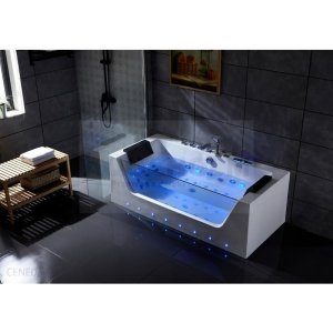 akrylbadkar 170 cm med två sittplatser - blankvitt