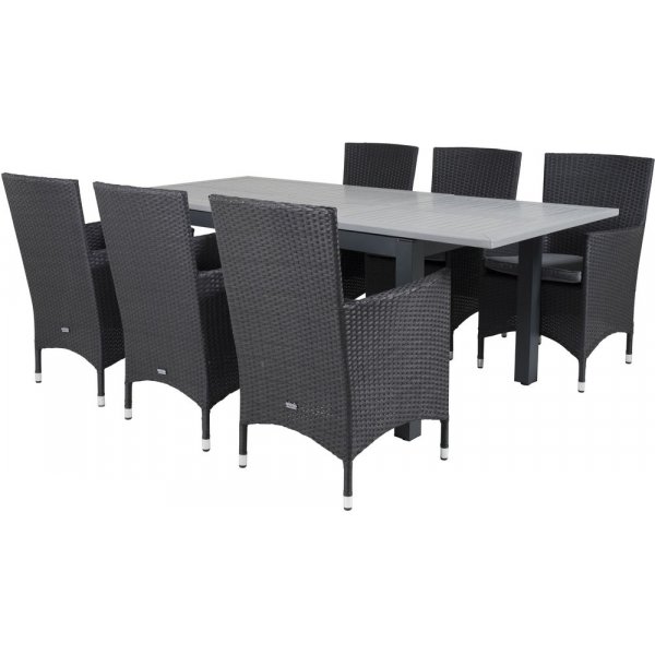 Ekenäs Spisegruppe (152x90) - Sort/Grå - 6 Stole Ekenäs Spisegruppe (152x90) - Sort/Grå - 6 Stole