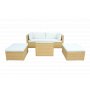 Loungegrupp konstrotting | Soffa med bord & 2 pallar f�r uteplats | Beige