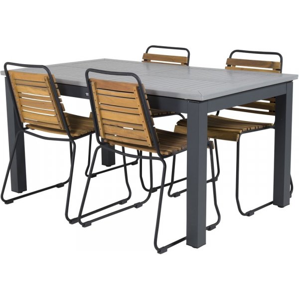 Eken�s Matgrupp (152x90) - Svart/Gr� - 4 Stolar