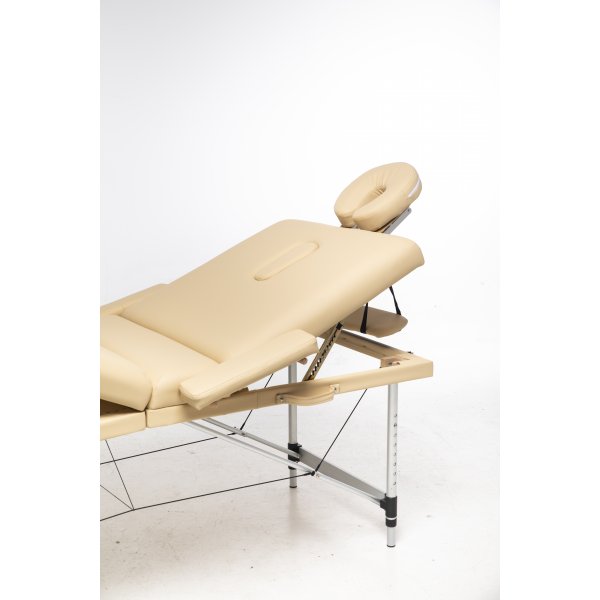 Massagebnk med metalben - 4 zoner - beige