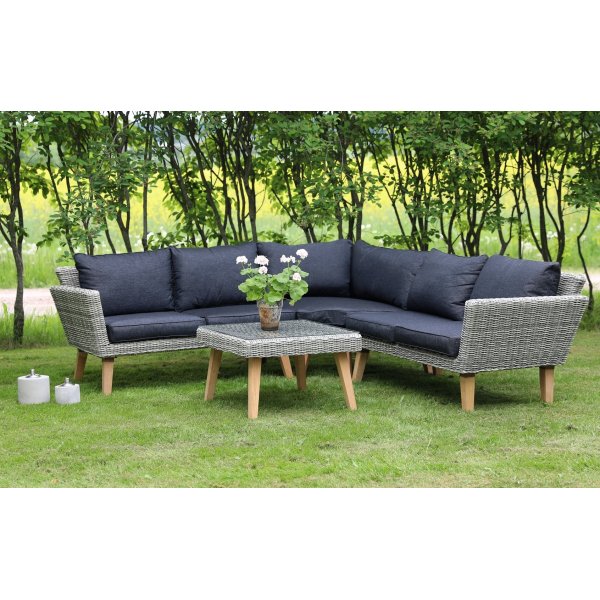 Gransholm udendrs mbelst hjrnesofa med bord - Natur polyrattan