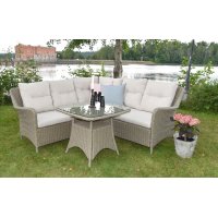 Hällestrand hörngrupp i konstrotting 4 sittplatser - Naturfärgad Hällestrand hörngrupp i konstrotting 4 sittplatser - Naturfärgad