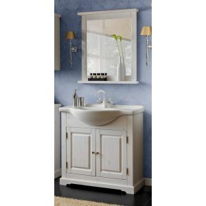 Badrumsm&ouml;bler Romantic Large - Vit + Toalettpappersh&aring;llare