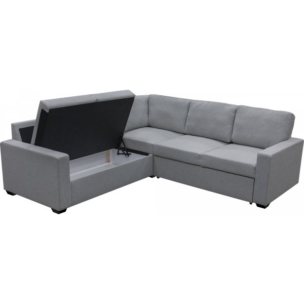 H�rnsoffa Belissa med b�ddfunktion och f�rvaring - 235x235 cm - m�rkgr�