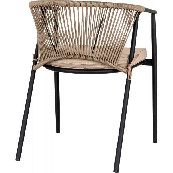 Utestol svart med beige dyna stapelbar - Napoli Utestol svart med beige dyna stapelbar - Napoli