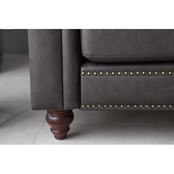 Soffa chesterfield 3-sits 219 cm - mörkbrun PU Soffa chesterfield 3-sits 219 cm - mörkbrun PU