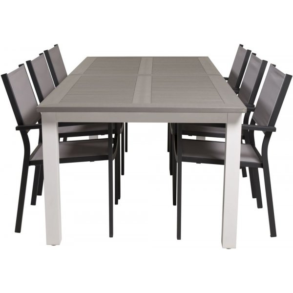 Ekens Matgrupp (224x100) - Svart/Gr/Vit - 6 Stolar