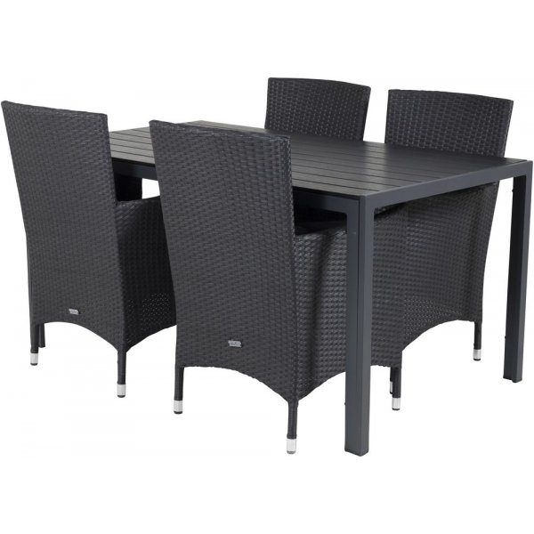 Ervalla Matgrupp (150x90) - Svart - 4 Stolar Ervalla Matgrupp (150x90) - Svart - 4 Stolar