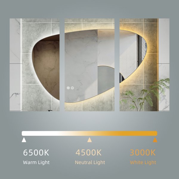Spegel - Tivoli | Asymmetrisk | LED-belysning, dimbar & Anti-fog Spegel - Tivoli | Asymmetrisk | LED-belysning, dimbar & Anti-fog