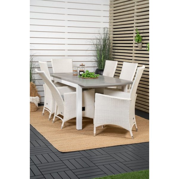 Ekenäs Matgrupp (160x90) - Vit/Grå - 6 Stolar Ekenäs Matgrupp (160x90) - Vit/Grå - 6 Stolar