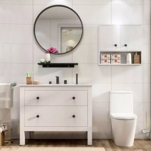 Badrumsm�bler 100 cm Vit med Spegel och V�ggsk�p - Rom