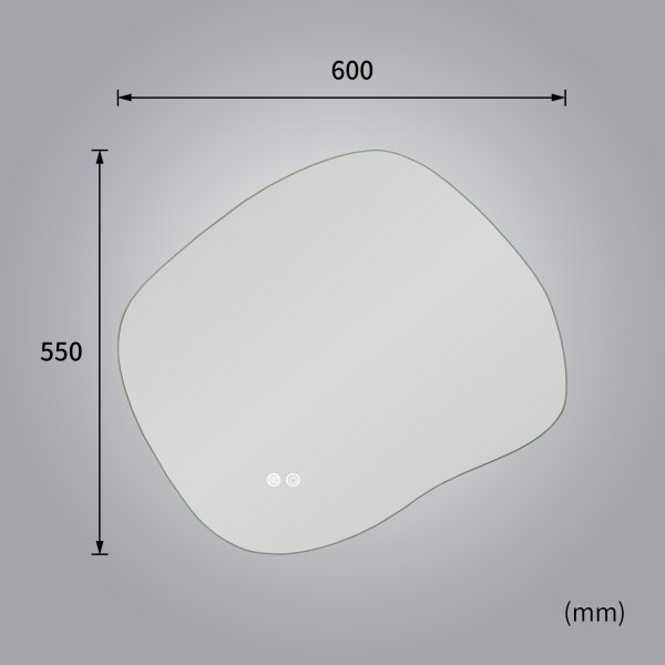 LED-spegel 60x55 cm med anti-fog och justerbar belysning