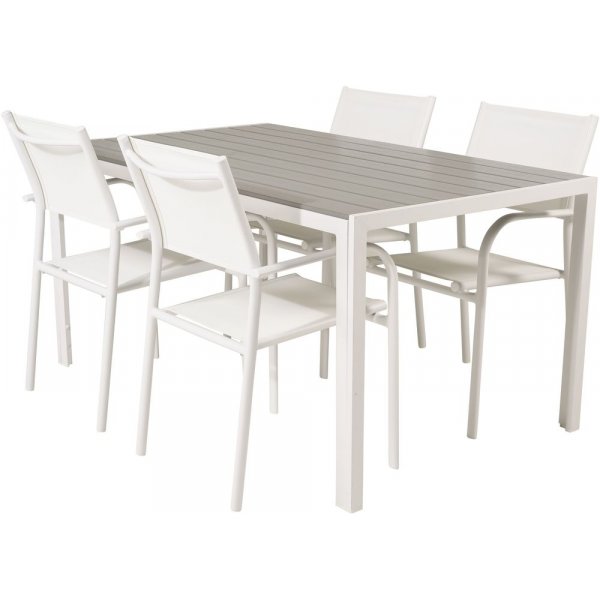 Ervalla Matgrupp (150x90) - Vit/Gr� - 4 Stolar