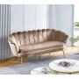 Soffa 3-sits i m�rk beige sammet/m�ssing - Kingsley