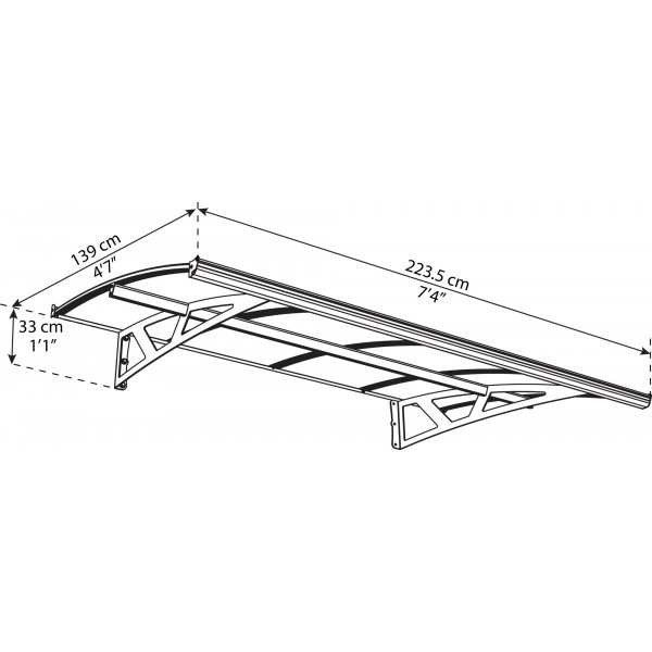 Canopia Amsterdam Entrance baldakin 1,4 x 2,2 - Gr/klart glas