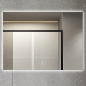 Badrumsspegel 100 x 80 cm med LED-belysning och anti-fog, rektangulr