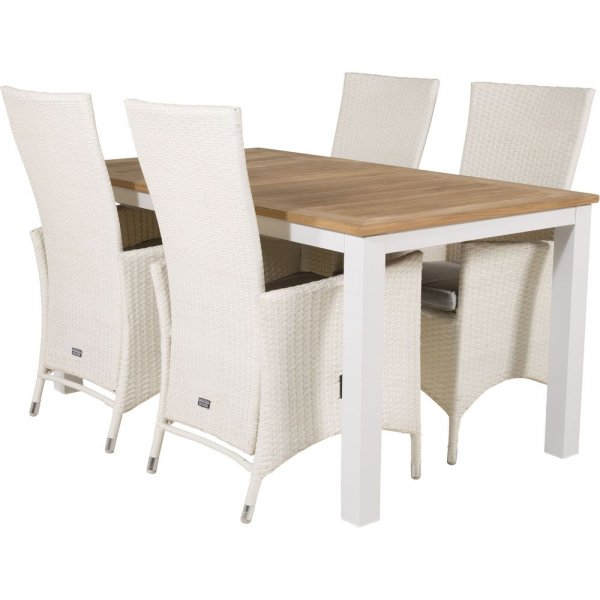 Dotorp Matgrupp (160x90) - Vit/Natur - 4 Stolar Dotorp Matgrupp (160x90) - Vit/Natur - 4 Stolar