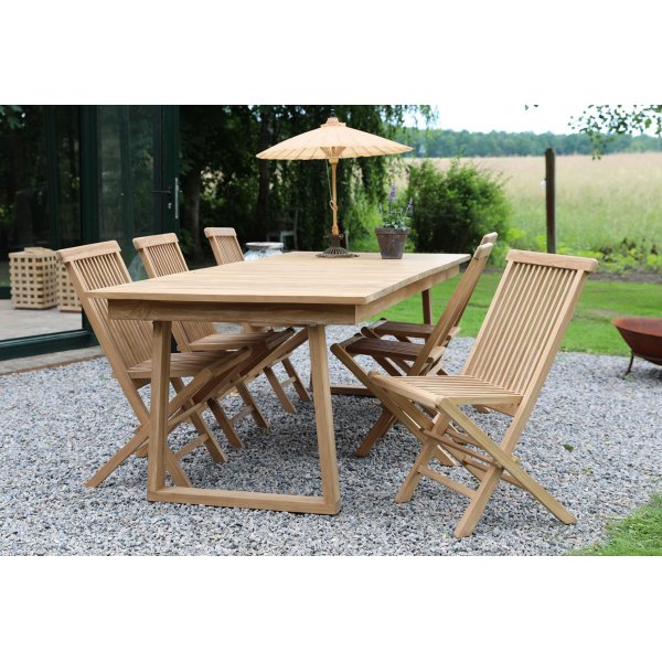 Saltö Outdoor Dining Group Esstisch 240x100 cm mit 6 Esszimmerstühlen - Teak Saltö Outdoor Dining Group Esstisch 240x100 cm mit 6 Esszimmerstühlen - Teak